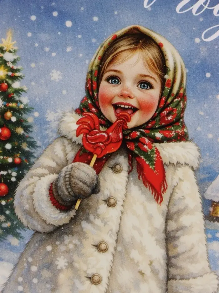Открытка &laquo;С Новым Годом!&raquo;, девочка, 15&times;15 см