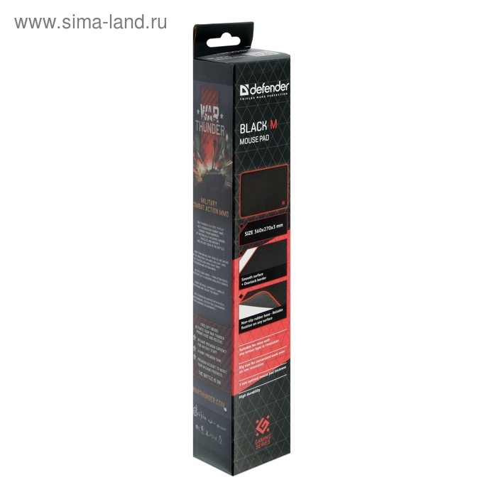 Коврик для мыши Defender Black M, игровой, 360x270x3 мм, чёрно-красный Коврик для мыши Defender Black M, игровой, 360x270x3 мм, чёрно-красный
