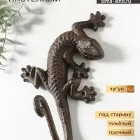 Крючок настенный &laquo;Ящерица&raquo;, ключница декоративная, чугун, 20&times;15&times;11 см