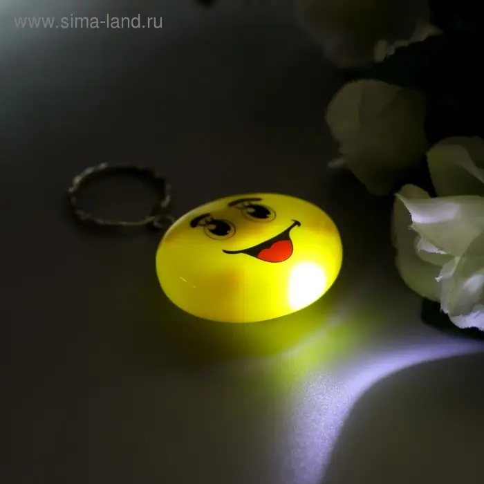 Фонарик свет на кольце  Фонарик свет на кольце "Смайлик-рожица" светит МИКС 1х4х4 см