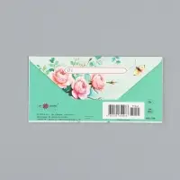 Конверт для денег &laquo;С пожеланием счастья&raquo;, розы, 16,5 х 8 см