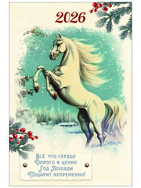 Календарь 2026 перекидной на ригеле А3 «Винтаж» Календарь 2026 перекидной на ригеле А3 «Винтаж»