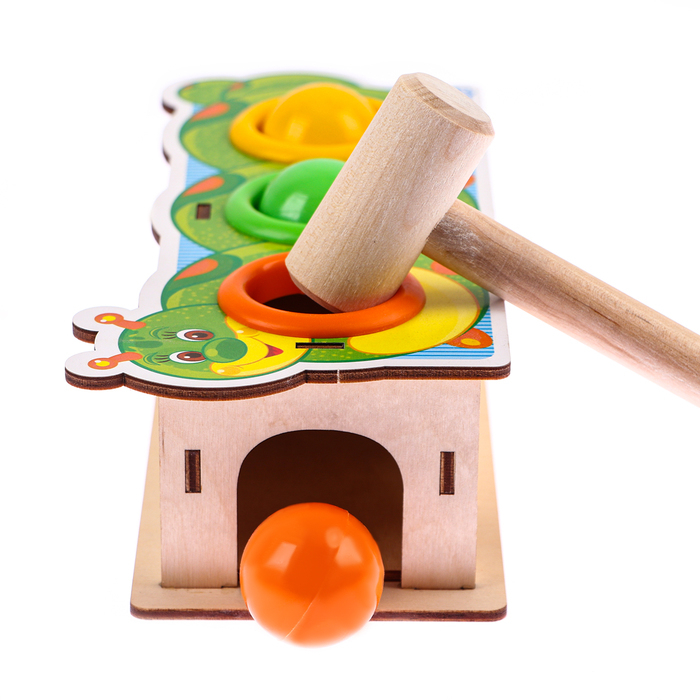 Стучалка-сортер «Гусеница», с молотком, МИКС Стучалка-сортер «Гусеница», с молотком, МИКС