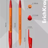Ручка шариковая ErichKrause. R=301 Orange Stick & Grip, красный стержень, узел 0.7 мм, резиновый упор