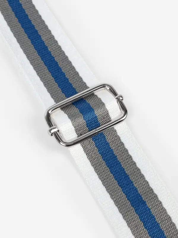 Ручка для сумки, стропа с кожаной вставкой, 140&times;3.8 см, белая, синяя