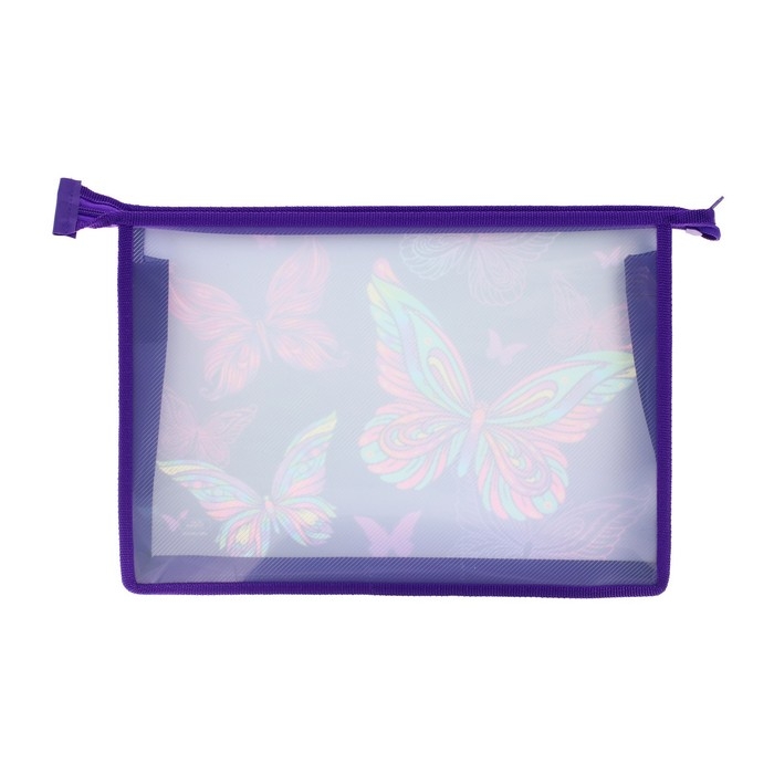 Папка для тетрадей А4, 325 х 230 х 55 мм, молния сверху, пластиковая, ПМ-А4-29 Calligrata Папка для тетрадей А4, 325 х 230 х 55 мм, молния сверху, пластиковая, ПМ-А4-29 Calligrata "Бабочки"