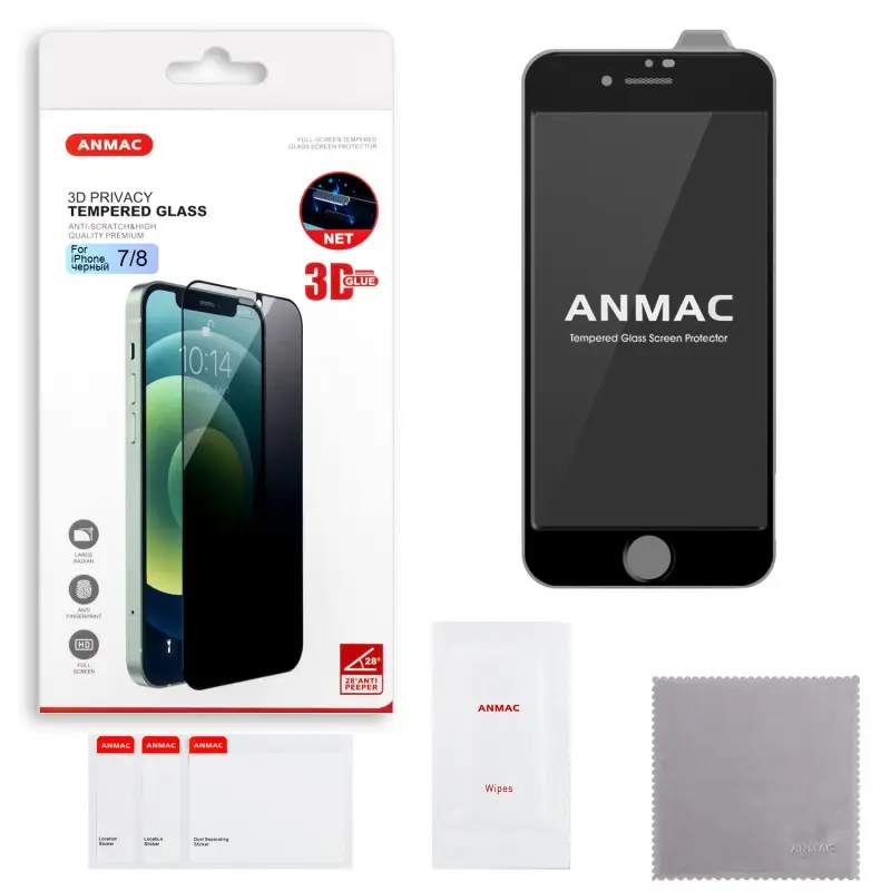 Защитное стекло для iPhone 7/8 черное ANMAC 3D Privacy с сеточкой Арт. 1137245