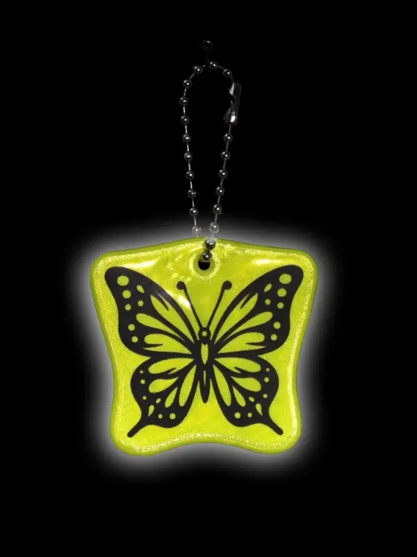 Светоотражающий элемент двусторон бабочка 4,8*4,6см цепочка салатовый АУ Светоотражающий элемент двусторон бабочка 4,8*4,6см цепочка салатовый АУ