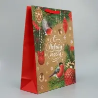 Пакет подарочный новогодний крафтовый «Снегири», L 31 х 40 х 11.5 см Пакет подарочный новогодний крафтовый «Снегири», L 31 х 40 х 11.5 см