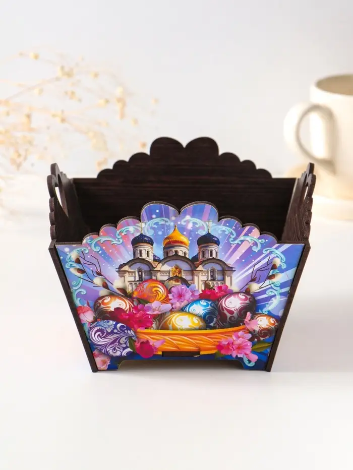 Конфетница квадратная или подставка под пасхальный кулич №2.  10х13х13,5 см