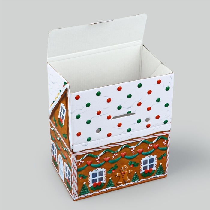 Коробка подарочная новогодняя складная « Пряничный домик », 15 х 18 х 10 см, Новый год Коробка подарочная новогодняя складная « Пряничный домик », 15 х 18 х 10 см, Новый год