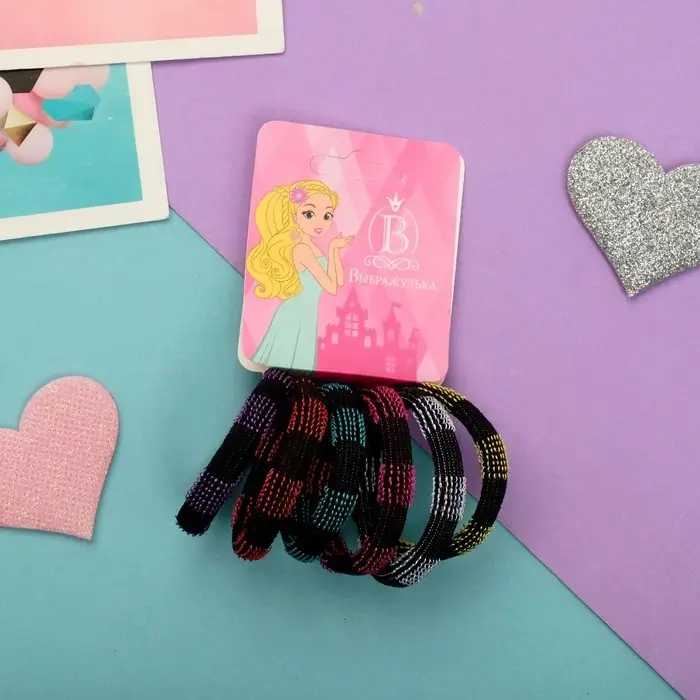 Резинка для волос Резинка для волос "Махрушка" (набор 6 шт) шахматка чёрный