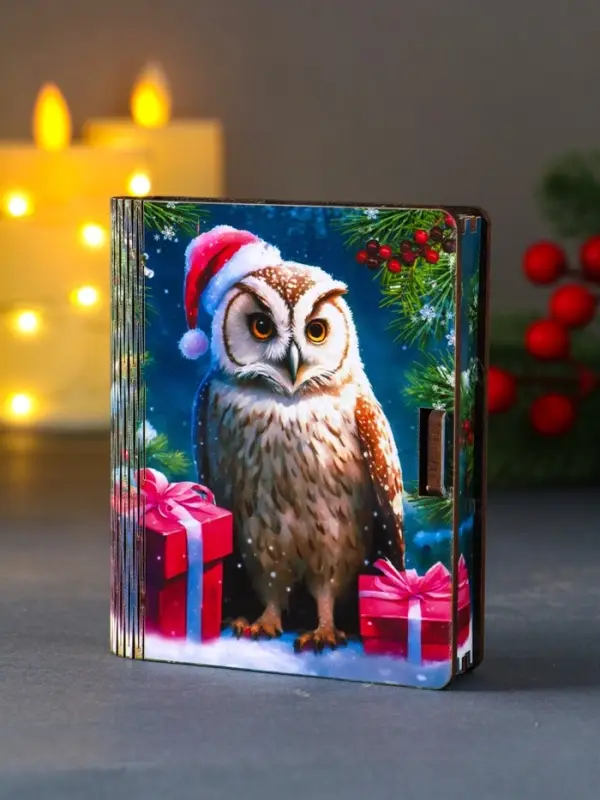 Шкатулка-конверт для для подарочных карт или денег №2 "Сова".   9,8х8,5х2 см.