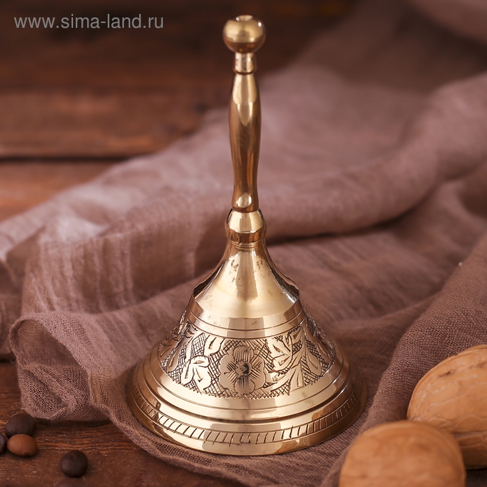 Колокольчик латунь  Колокольчик латунь "Широкий колокольчик с узорами" 7,5х7,5х12 см