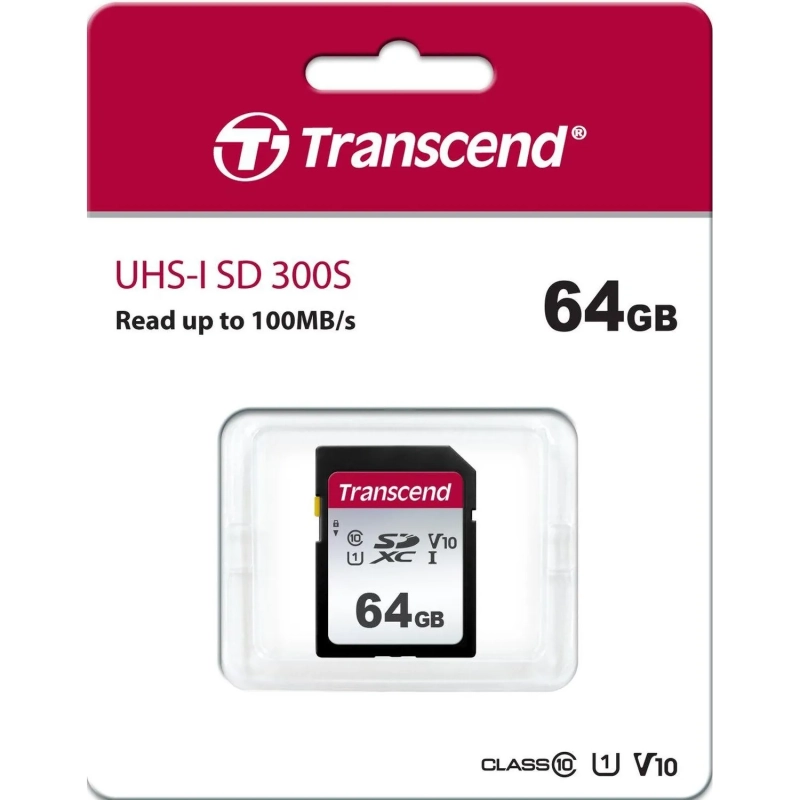 Карта памяти Transcend 300S SDXC 64Gb UHS-I Cl10, TS64GSDC300S