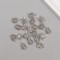 Бусины металл для творчества "Маленькая черепашка" серебро набор 15 шт