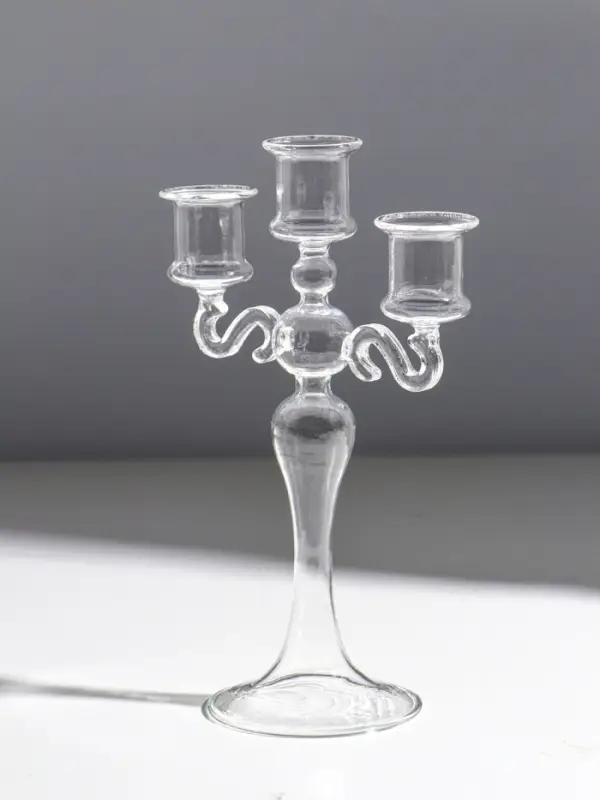 Подсвечник стекло  Подсвечник стекло "Версаль" прозрачный d=2.2 см 14х4х21,5 см