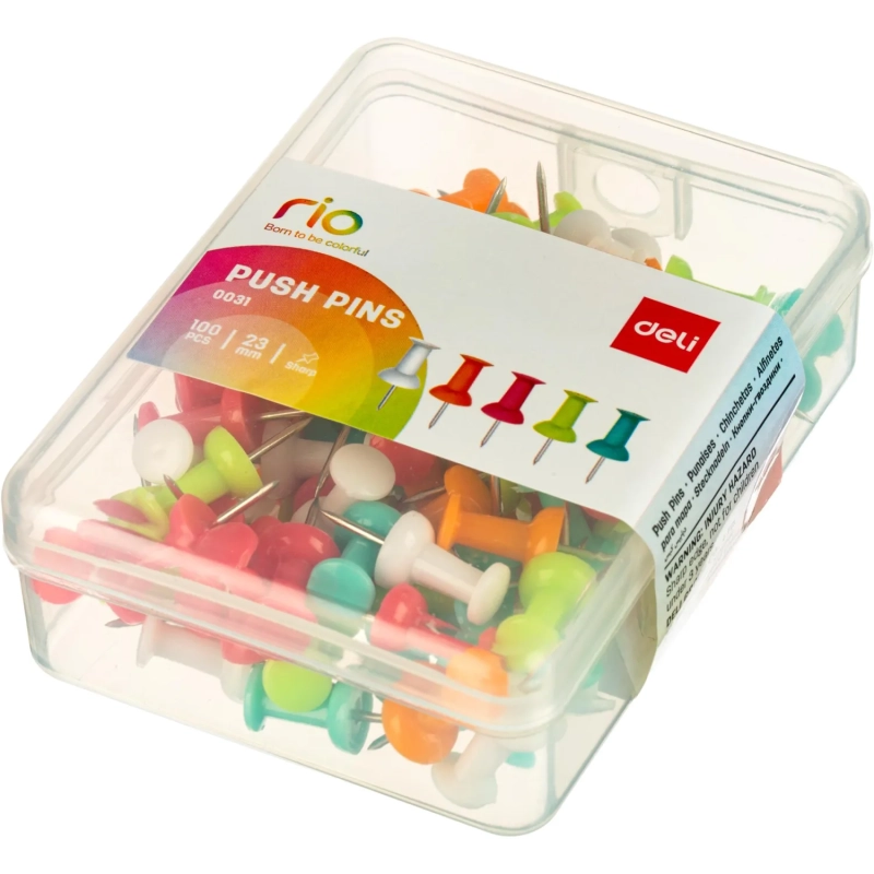 Кнопки Гвоздики Deli E0031 Essential l=23мм ассорти (упак.:100шт)