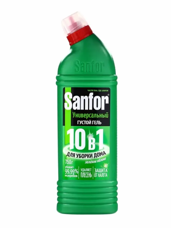 Чистящее средство Sanfor &laquo;Зеленое яблоко&raquo;, антимикробный, гель, универсальное, 750 мл