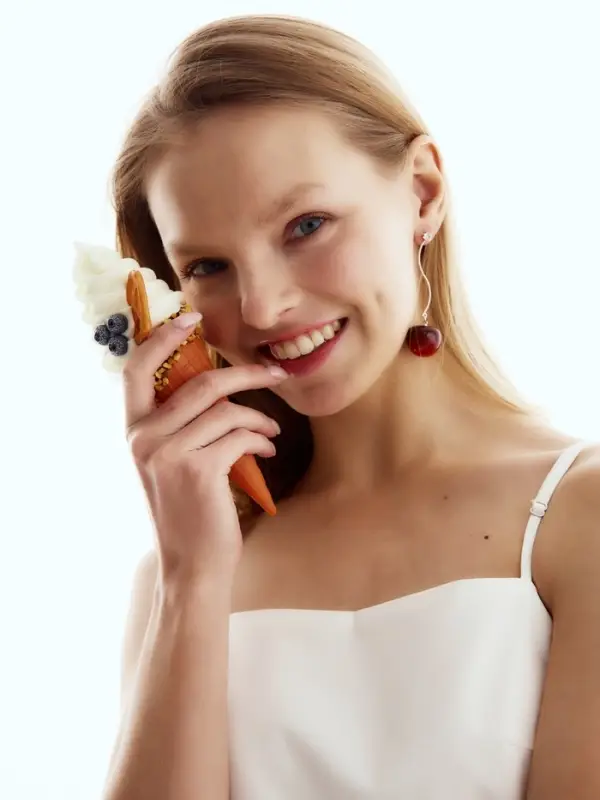 Серьги &laquo;Черешня&raquo;, бордовые в серебре