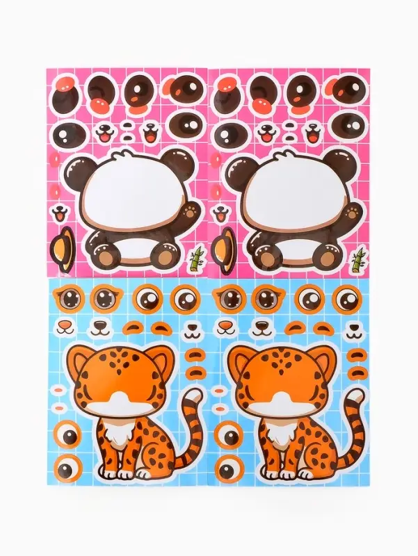 Наклейки детские для творчества "Зверята" набор 16 шт.