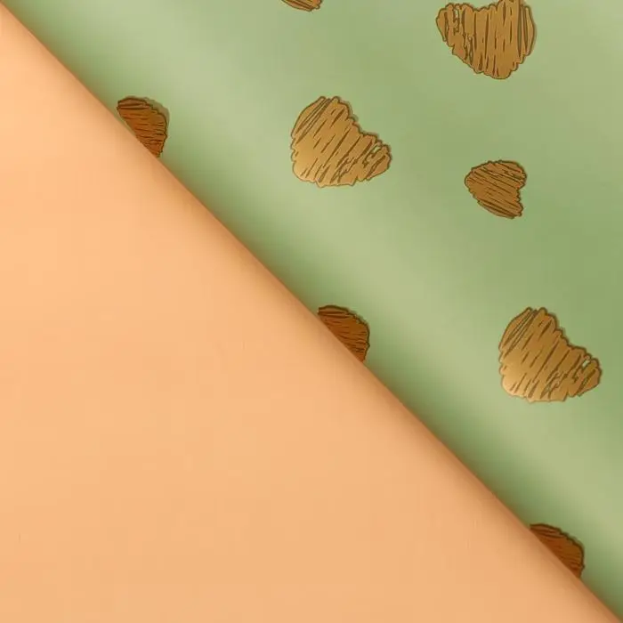 Пленка матовая «Золотые сердца», лаймовый, 58×58 см