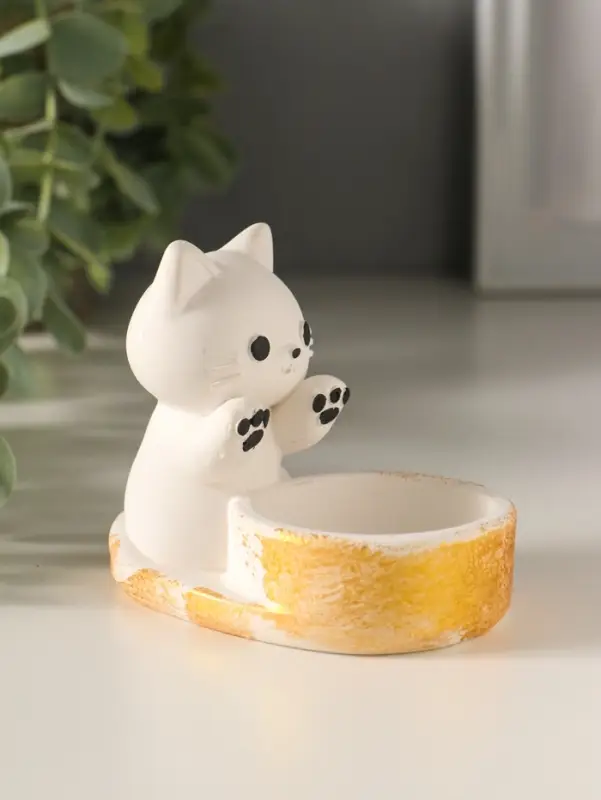 Подсвечник 8,5х7х5,5 см, белый с росписью