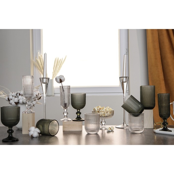 Стакан стеклянный Magistro «Грани», 400 мл, 8×13 см, цвет графит