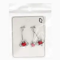 Серьги "Сердечная вишня", цвет красный в серебре