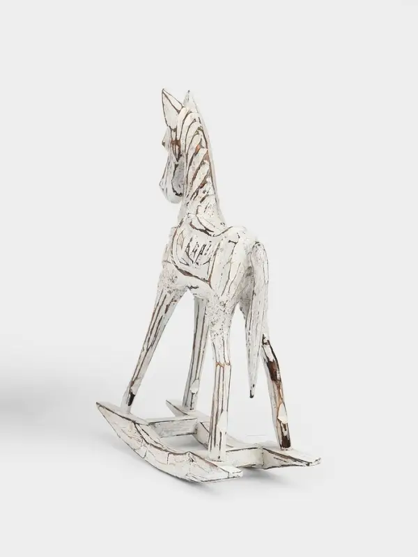 Сувенир интерьерный &laquo;Лошадка-качалка&raquo;, 27&times;7.5&times;32 см, дерево, белый антик