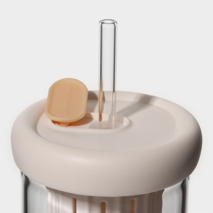 Стакан стеклянный с крышкой и трубочкой «Бьорн», 450 мл Стакан стеклянный с крышкой и трубочкой «Бьорн», 450 мл