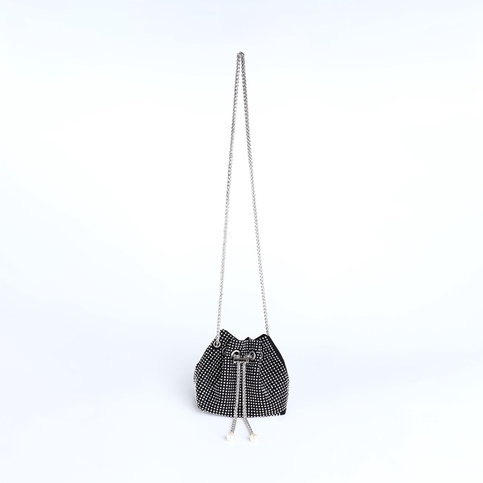 Сумка женская на затяжке, цвет серебряный