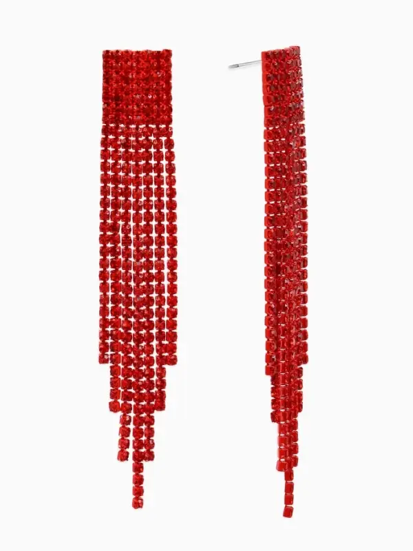 Серьги висячие со стразами &laquo;Маскарад&raquo; ступенька, цвет красный, 9.7 см