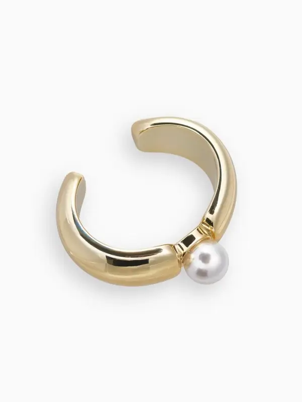 Браслет манжета «Жемчуг», цвет белый в золоте