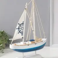 Сувенир дерево LED "Корабль со штурвалом на парусе"2хАА 28х8,5х39 см