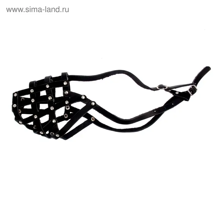 Намордник кожаный №3, сетчатый, с перемычкой, овчарка, длина по носу 11 см, обхват морды 30 см