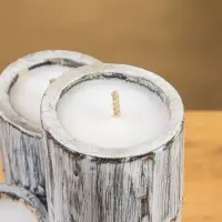 Свеча в бамбуке тройная, 15×13×30 см, 100 мл, серая