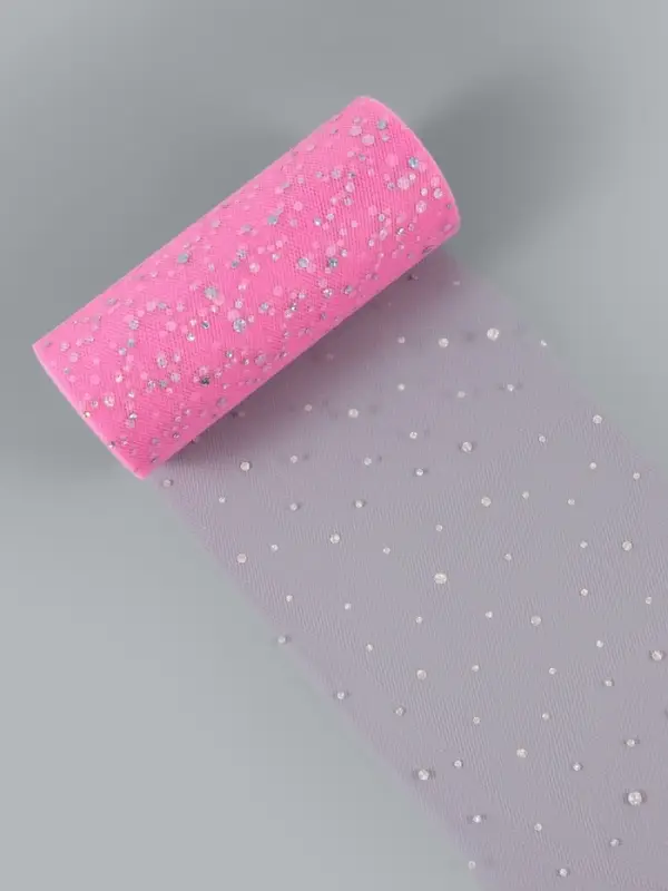 Фатин с блёстками, 15 см, 23&plusmn;1 м, 11&plusmn;1 г/м&sup2;, розовый №14