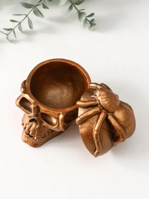 Шкатулка с крышкой «Череп», 10×8×10 см, бронза