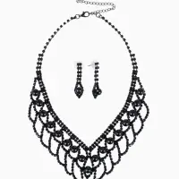 Набор 2 предмета: серьги, колье &laquo;Вернисаж&raquo;, шарики, чёрный, 30 см