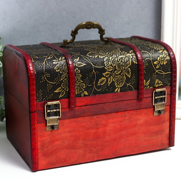 Шкатулка дерево состаренная Шкатулка дерево состаренная "Цветы и бамбук" сундучок МИКС 15х22х15,5 см