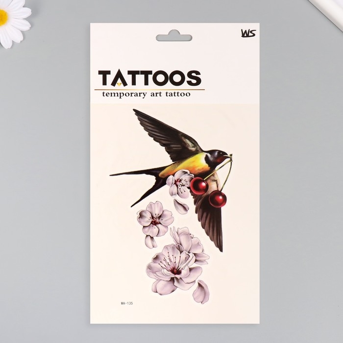 Татуировка на тело цветная Татуировка на тело цветная "Ласточка" 26,1х14,6 см
