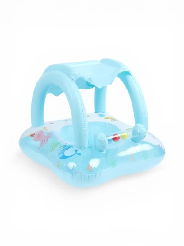 Круг для плавания детский с погремушкой 70 см, цвет голубой