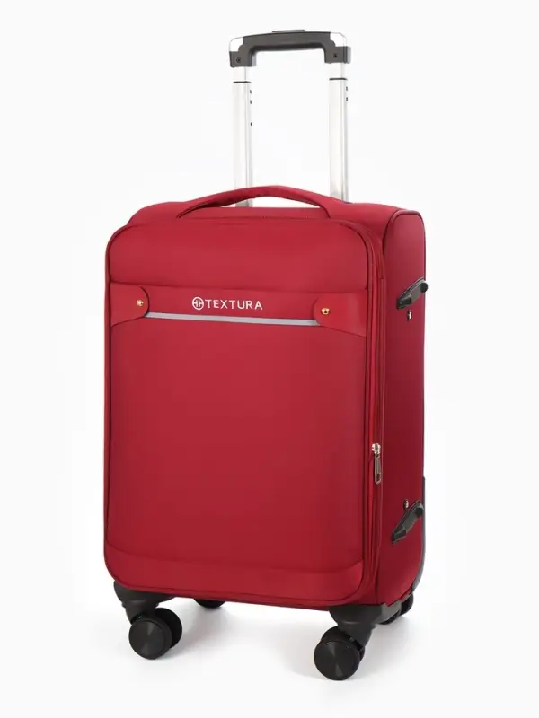 Чемодан на колёсах TEXTURA, текстильный, кодовый замок, с увеличением, 36&times;25&times;58 см, 20", красный