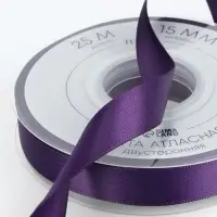 Лента атласная TEIRA, двухсторонняя, 15 мм, 25&plusmn;1 м, фиолетовая №476