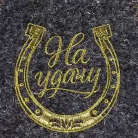 Набор для бани шапка+коврик "На удачу", темный