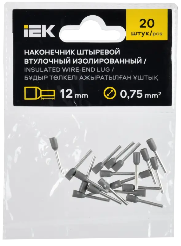 Наконечник НШВИ 0,75-12 серый (20шт/упак) IEK