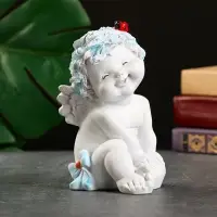 Фигурка гипс &laquo;Ангелочек с божьей коровкой&raquo;, белый, 8.5&times;10&times;14 см