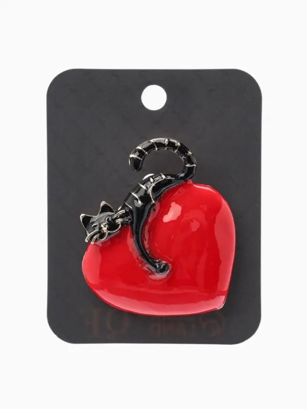 Брошь &laquo;Кот мартовский&raquo;, красно-чёрная в золоте