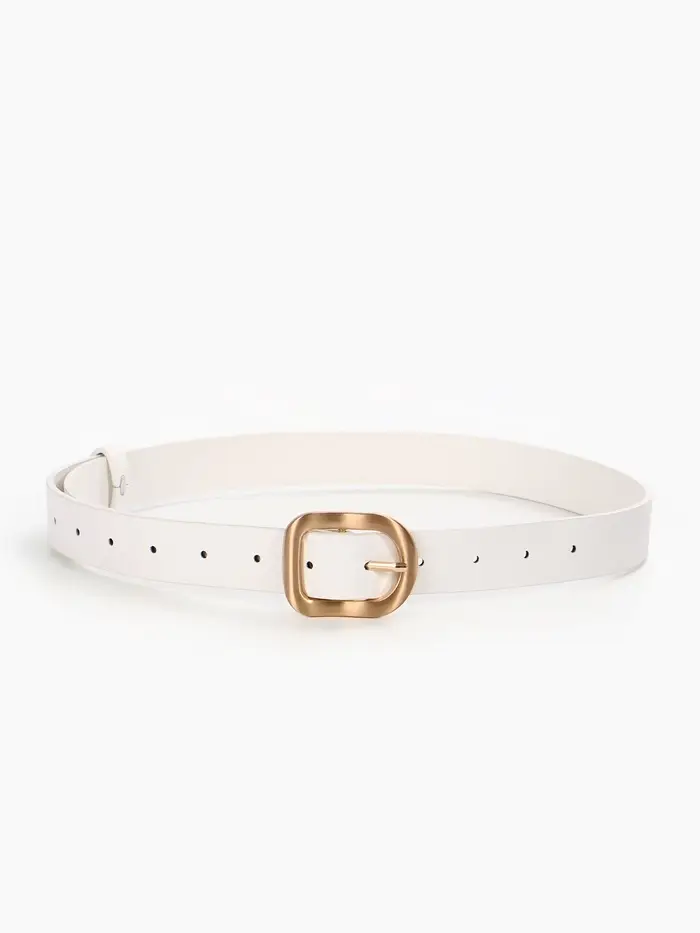 Ремень женский, 2.7&times;105 см, золотистая пряжка, 1 прокол, белый